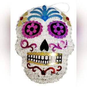 13 Inch Tinsel Day of the Dead(Día de los Muertos) Sugar Skull Decor Wall Hanger